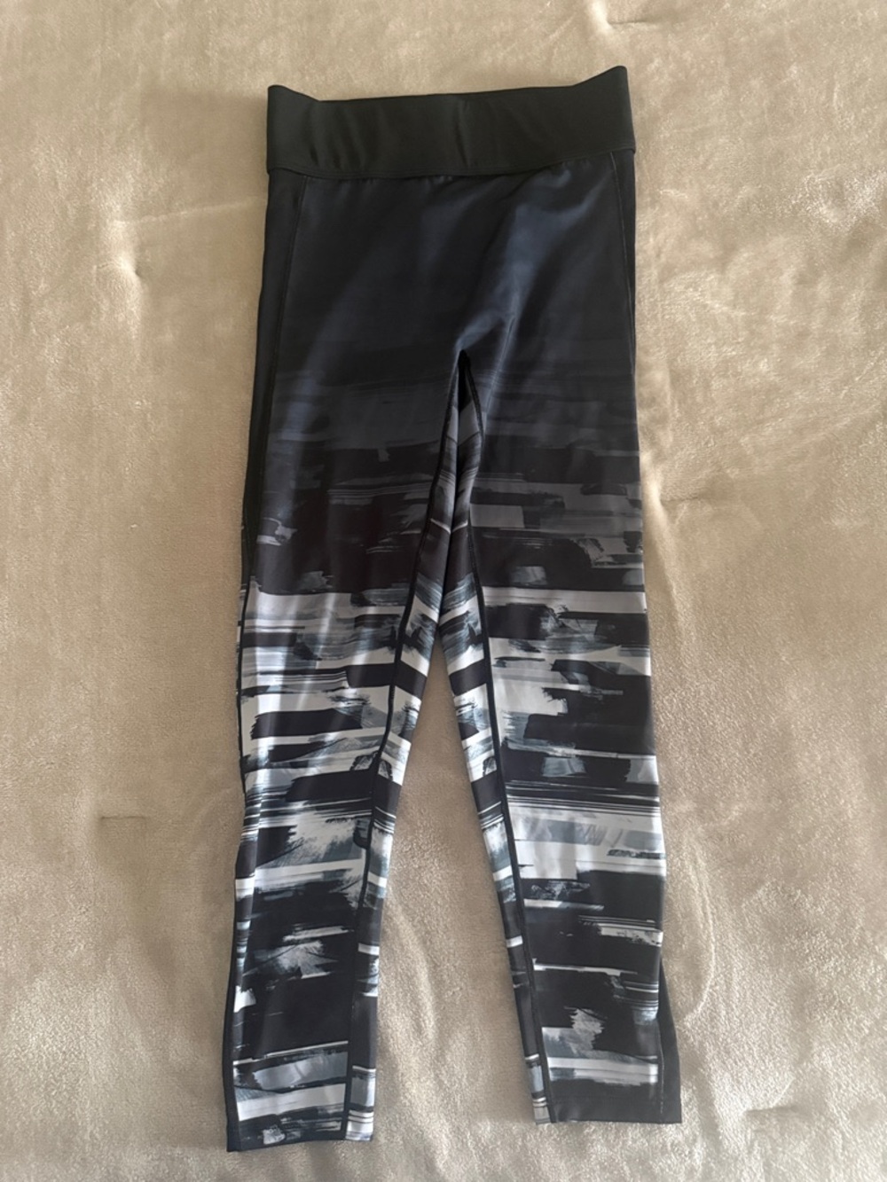 Prabal Gurung Black & Gray Brushstroke Kids Leggings